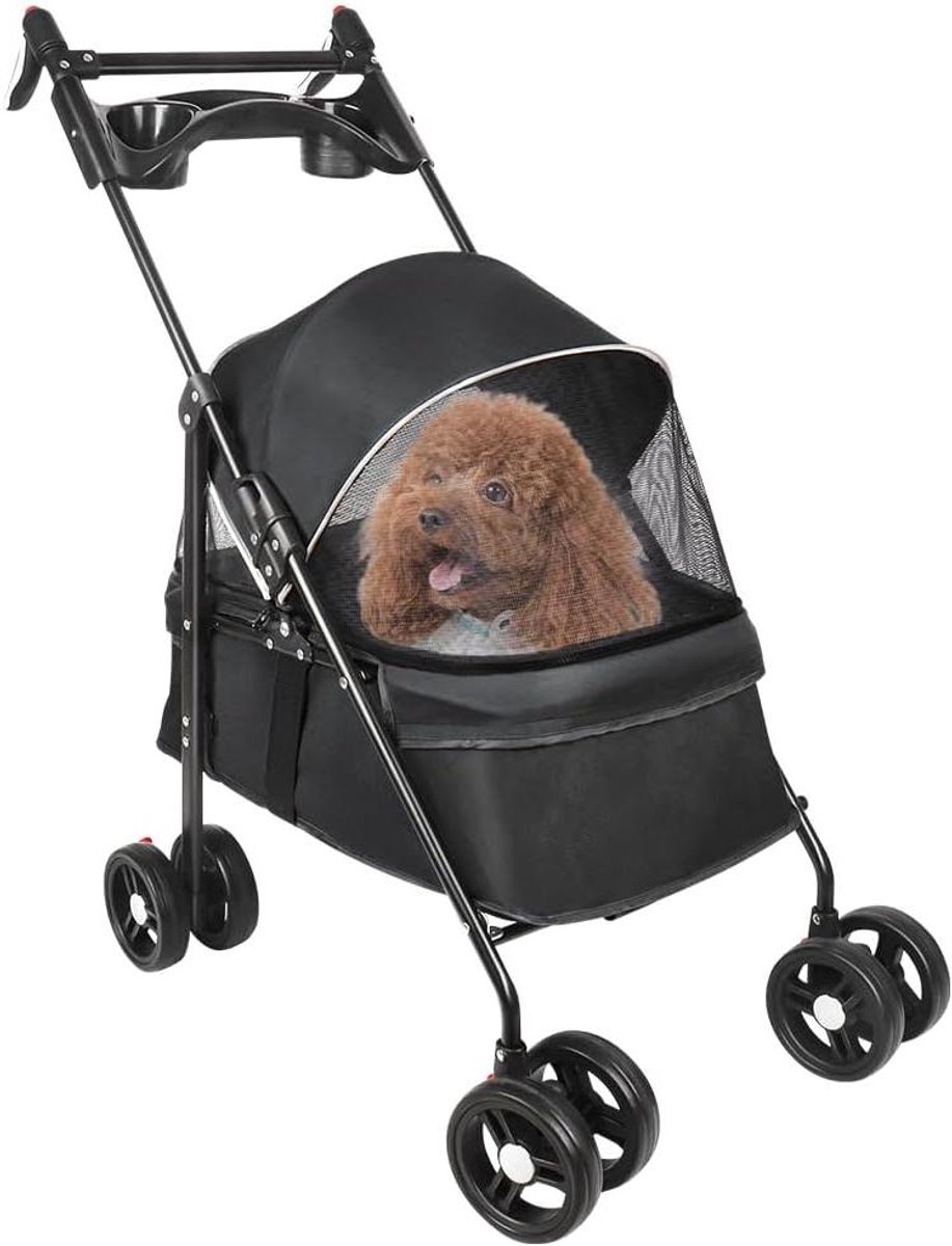 Kinderwagen voor huisdieren - Hondenbuggy opvouwbaar - Comfortabel reizen - 360 graden wielen - 50 x 70 x 95 cm