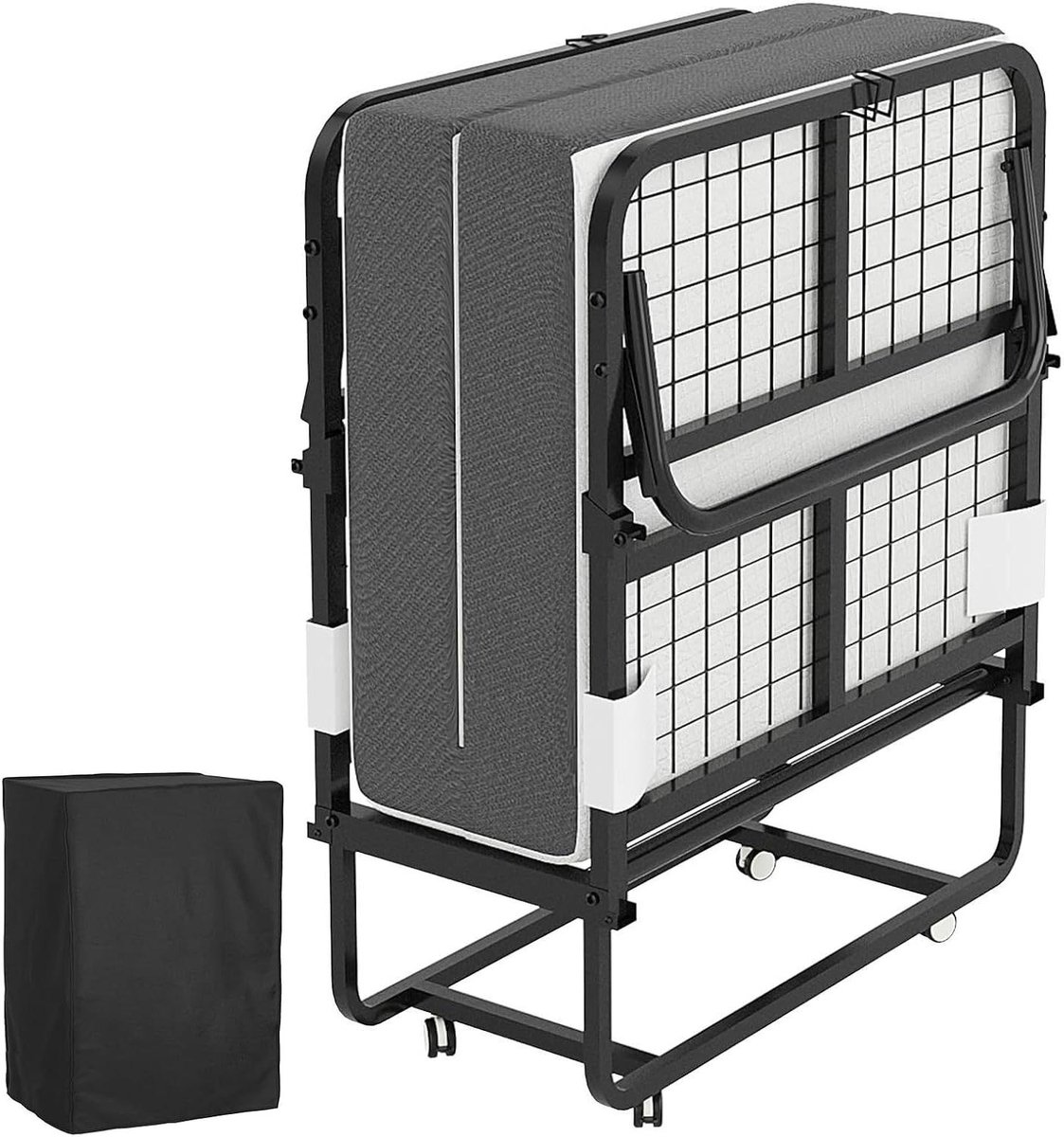 Opklapbed met matras - Logeerbed inklapbaar - Tijdelijk slapen - 13 cm traagschuim - 80 x 190 cm - Zwart