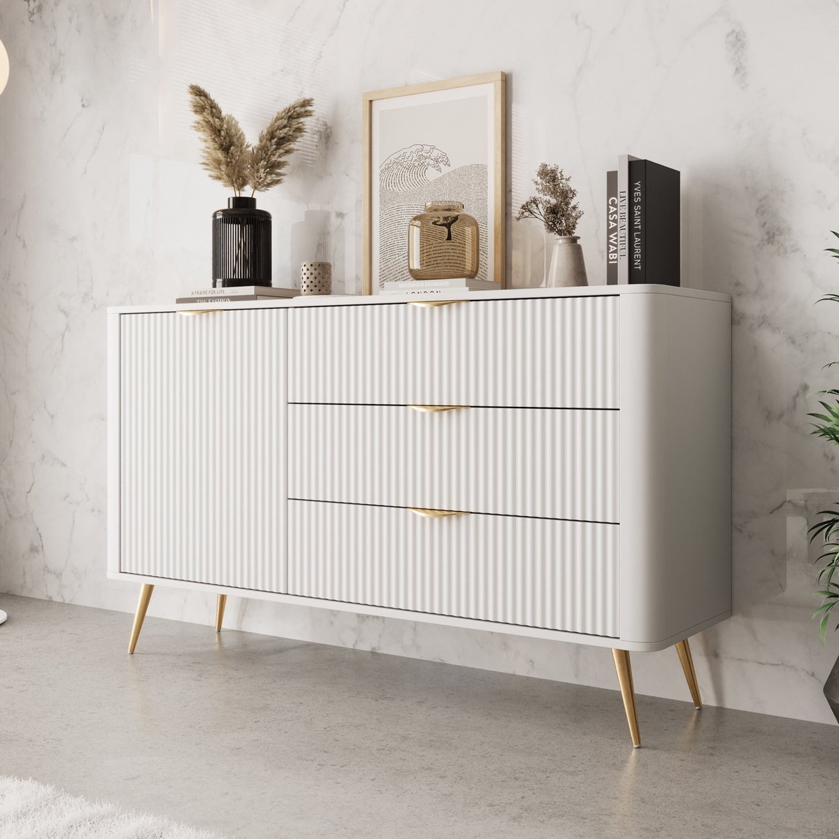 Meubella - Lima - Dressoir - Wit - 138 cm