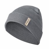 Muts biologisch katoen - Beanie met omslag - One size - 56 cm - Grijs