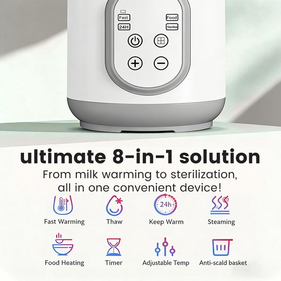 Snelle flessenwarmer - Geschikt voor moedermelk en flesvoeding - met sterilisatie- en warmhoudfunctie - kan babyflesjes verwarmen — afbeelding 2