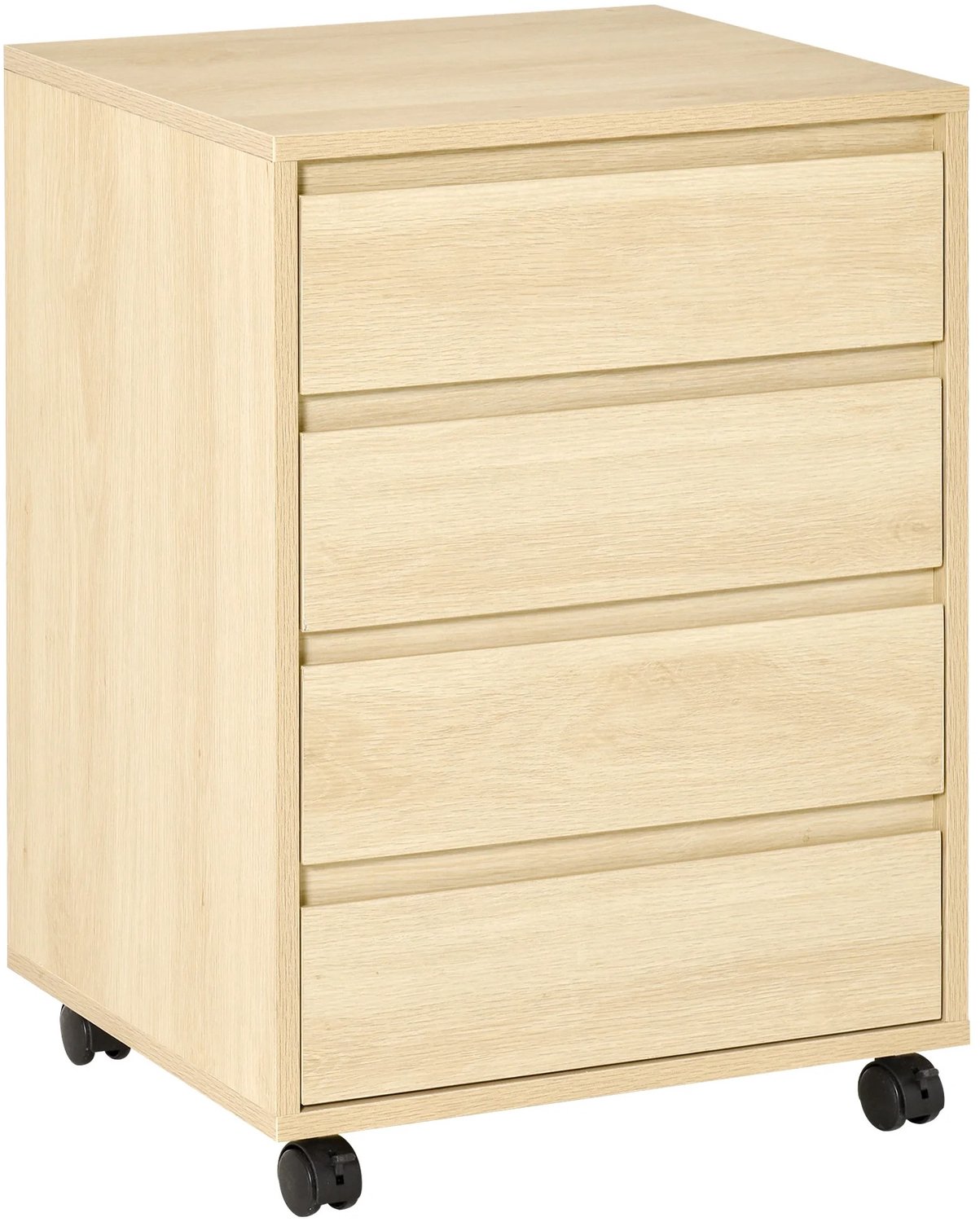 Bresht Verrijdbaar Ladekast - Met 4 Lades - MDF - 360° draaibare wielen - Remmen - Max 20 kg - Naturel Houtlook - 46 × 40 × 65 cm