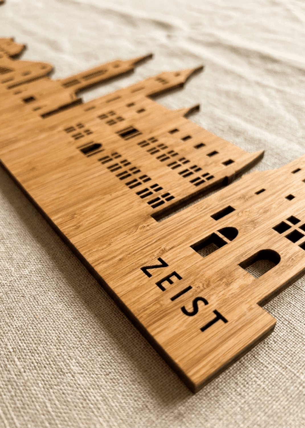 Houten Skyline Zeist | Wanddecoratie voor aan de muur | Bamboe | 100 x 20 cm