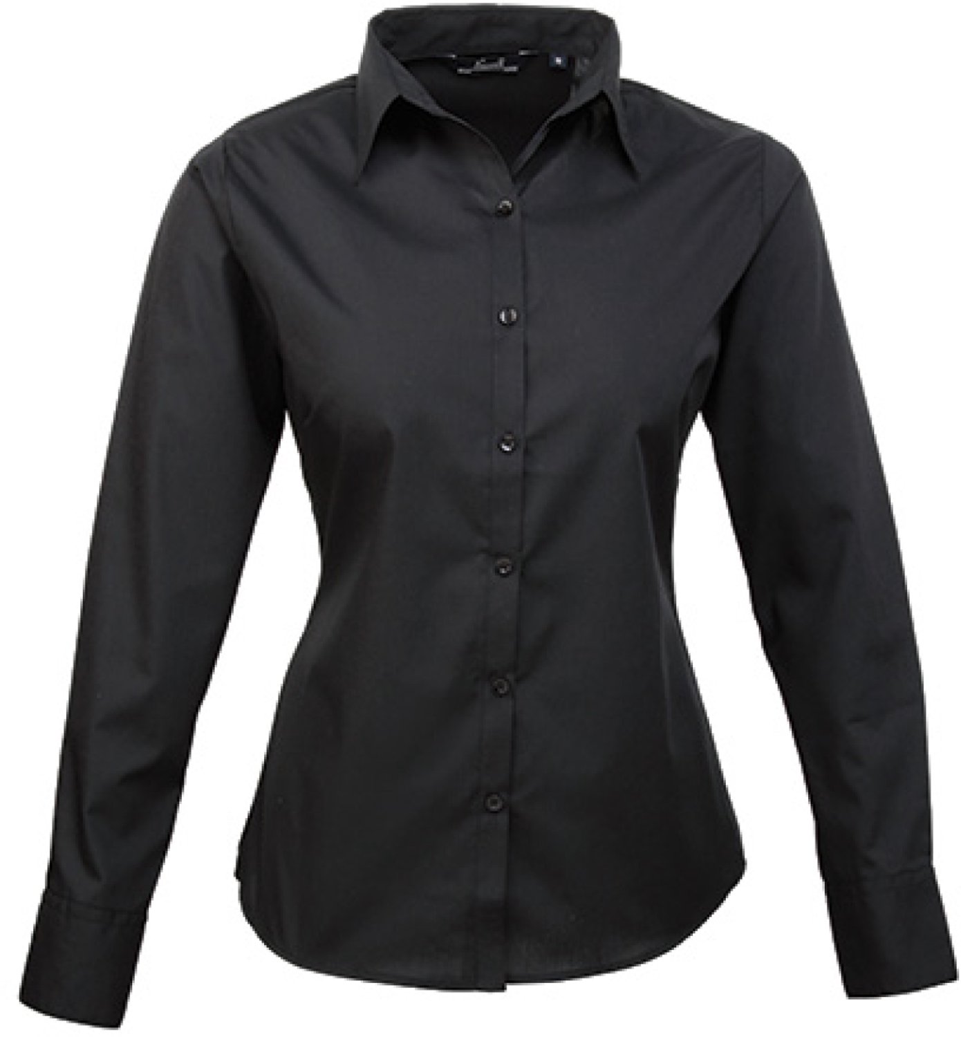 Premier Workwear - Women´s Poplin Long Sleeve Blouse - Black (ca. Pantone Black C) - 46 (XXL/18)