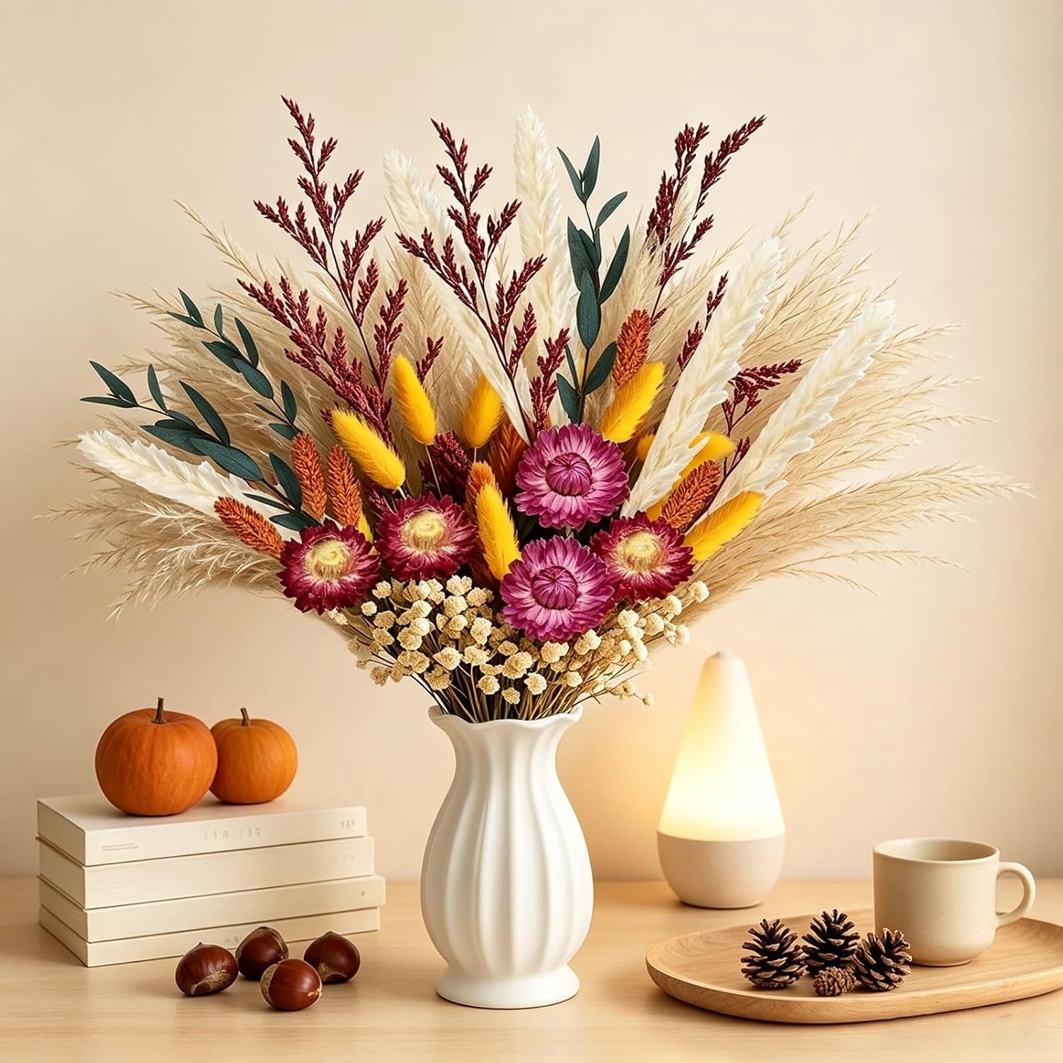 Herfstbloemen - Gedroogde Bloemen - 75 Stuks - Voor Decoratie en Bloemstukken