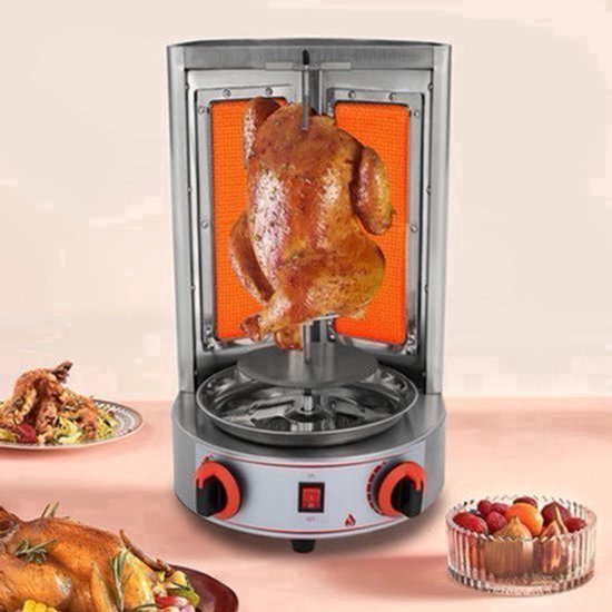 Rotisserie Grill – Verticale BBQ – Gas Grill – Grill Met Motor – RVS 201 – 360° Automatische Rotatie – Dubbele Infrarood Branders — afbeelding 4