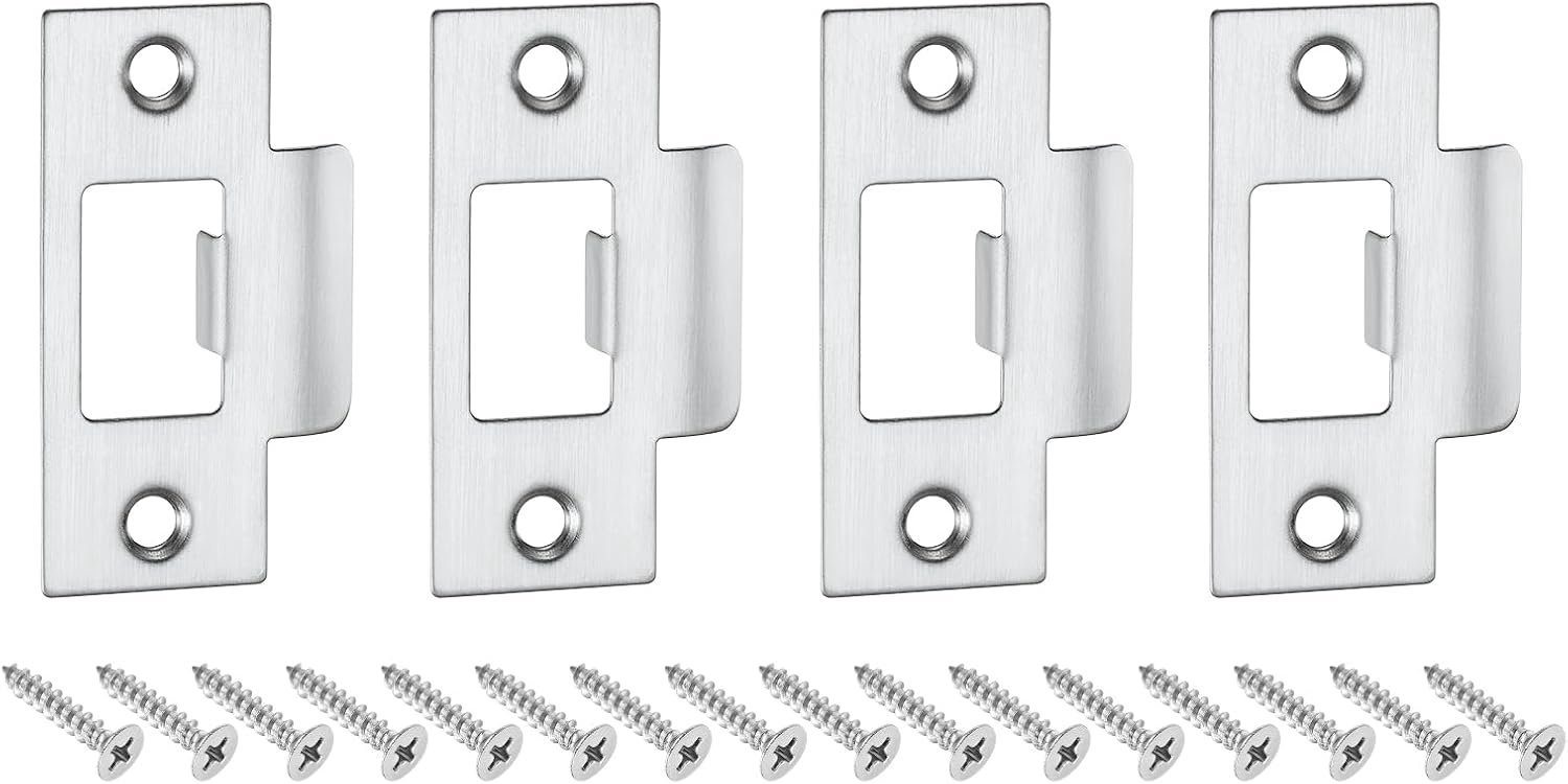 Deursluitplaten 70 mm x 40,3 mm - roestvrij staal - vervangingsslot - versterking voor deurkozijn - 4 stuks - ServiceTopper