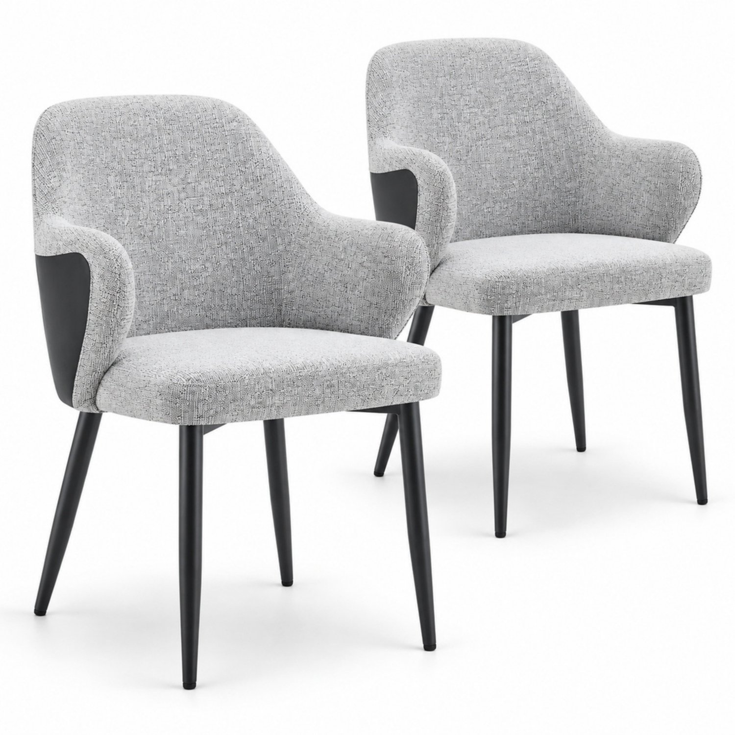 LONG DRAGON - Eetkamerstoelen - Set van 2 - Zwart - Gepolsterde zitting en rugleuning