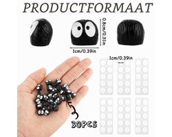 30 stuks briketten ornament, koolbol auto achteruitkijkspiegel decoratie mini cartoon harsfiguren esthetische schattige zwarte kool-elf schattige auto-accessoires voor dames en heren