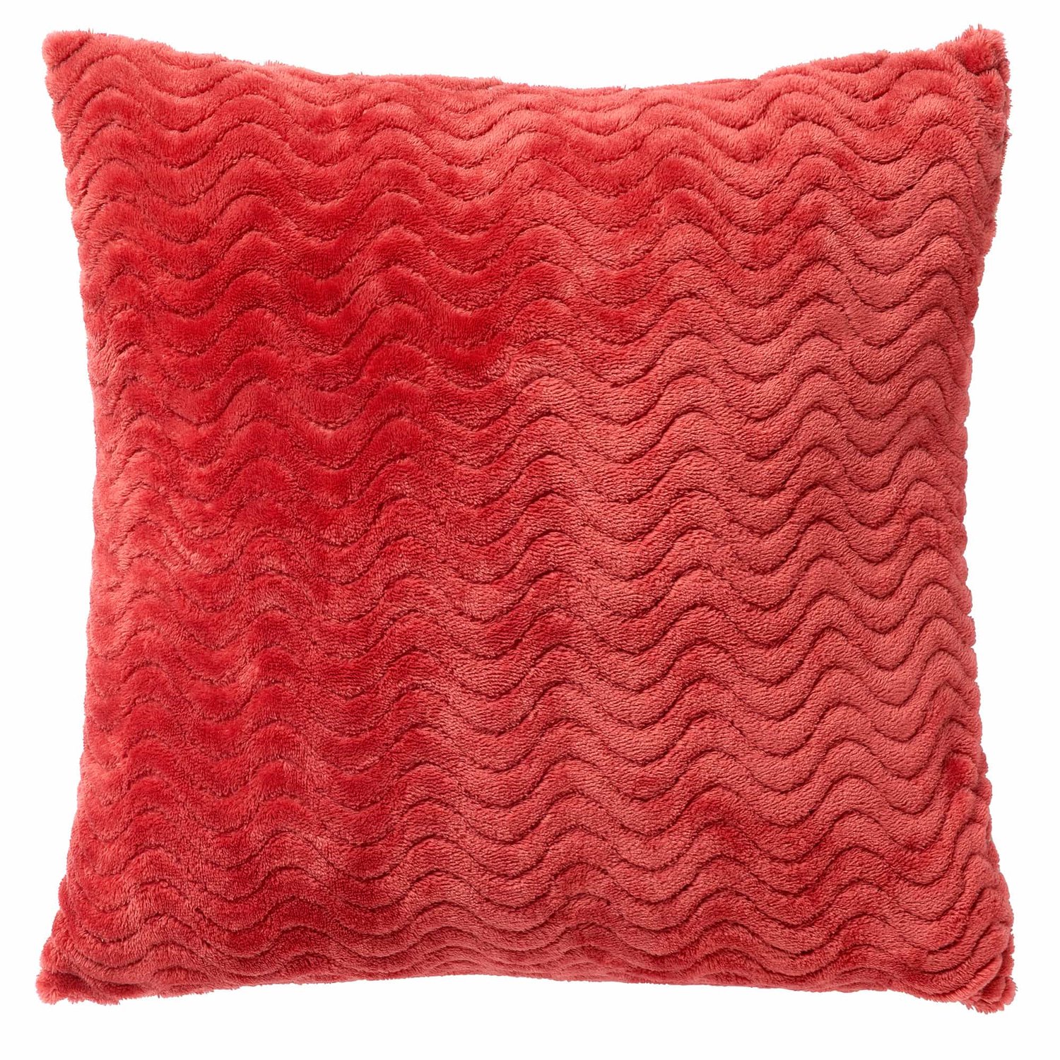 Dutch Decor BART - sierkussen 45x45 cm - gerecycled - golfpatroon - Cranberry - roze - Inclusief binnenkussen - Luxe kussens voor woonkamer & bank Donkerroze