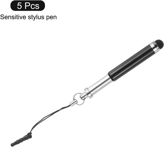 Capacitieve pen intrekbaar - 5 stuks - aluminium - voor alle touchscreen apparaten - ServiceTopper — afbeelding 2