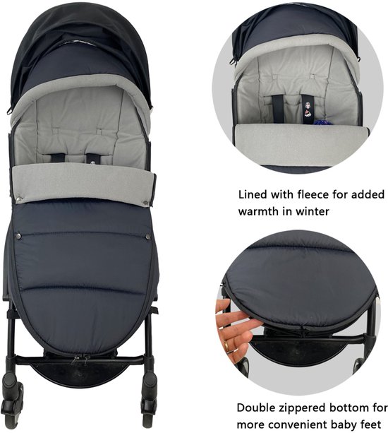 Voetenzak Kinderwagen - Slaapzak Kinderwagen - Beenwarmer - Zwart - Warm - Sneeuwbestendig - Strakke Halslijn - Geschikt voor Babyzen - Voor Baby's 6 tot 36 Maanden — afbeelding 5