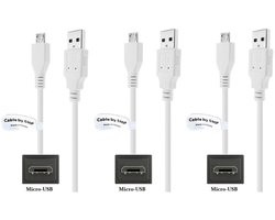 3 stuks OneOne 2,2m Micro USB kabel. Stevige laadkabel. Oplaadkabel snoer past op past op Ultimate Ears Blast, Boom 1, Boom 2, Boom 3, Megablast, Megaboom, Megaboom 3, Roll 1, Roll 2, Wonderboom 1 & 2
