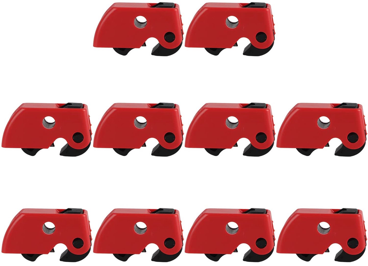 Hangslot - Veiligheidsslot - Betrouwbaar en veilig - Rood - Miniatuur aardlekschakelaar - Set van 10 - Geschikt voor gebruik - Verpakking