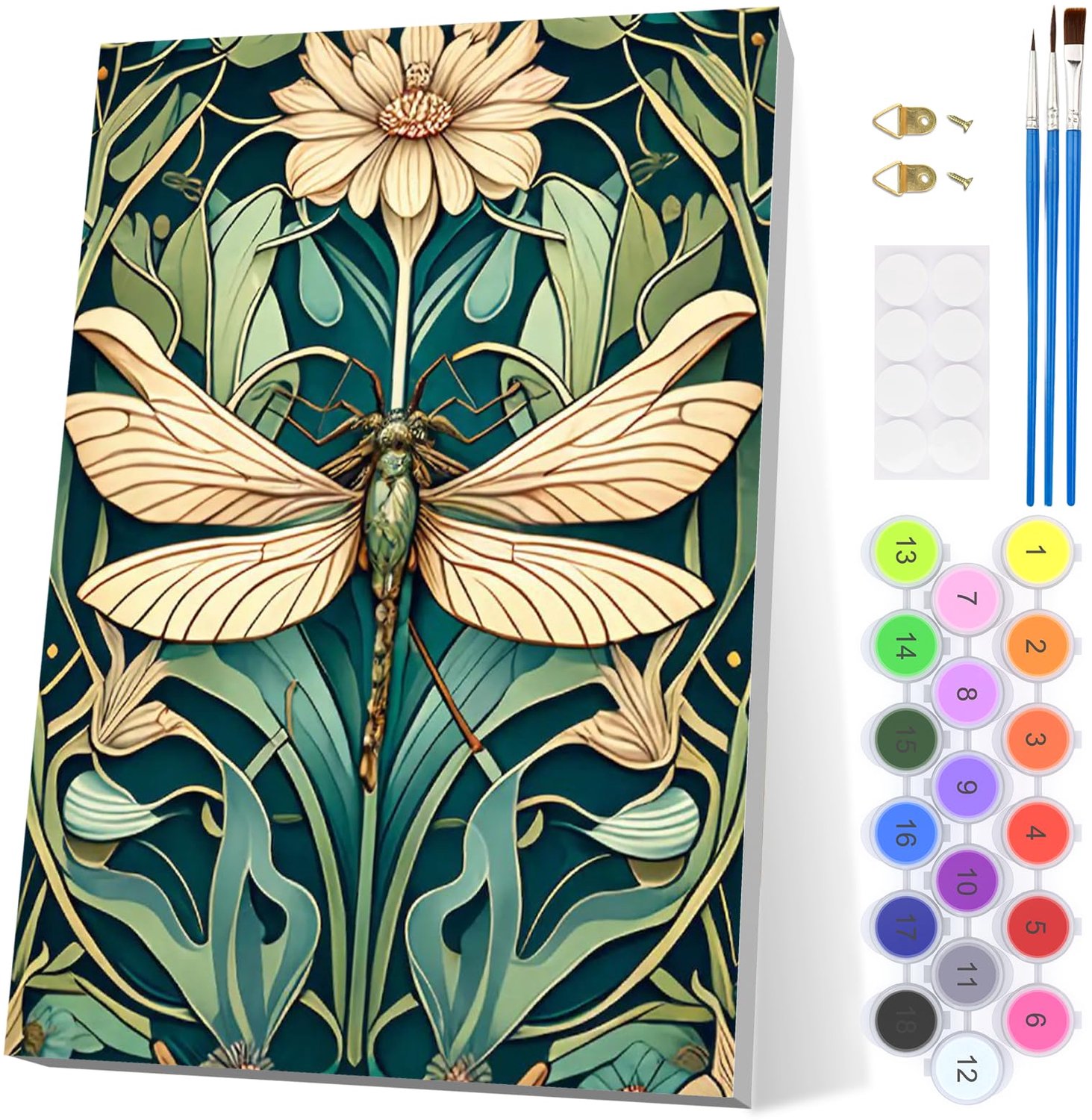 Schilderen op Nummer Set Libelle met Lijst en Acrylverf