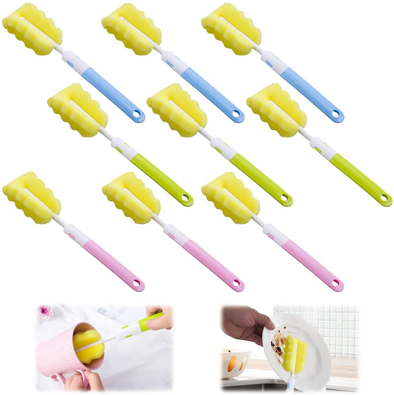 Set van 9 Flessenborstels met Lange Handvat