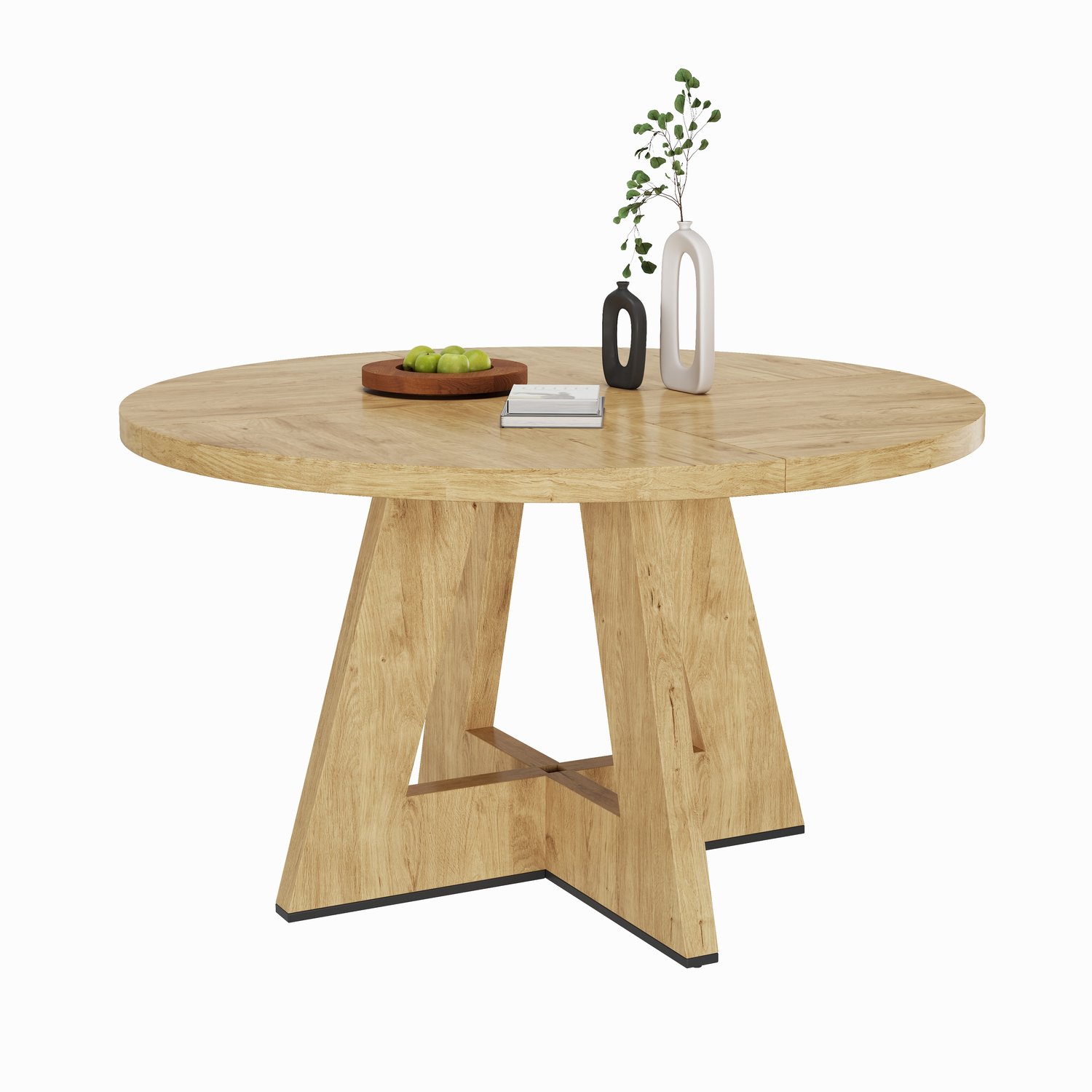 REDOM Ronde eettafel Ø 120 cm - MDF, voor 4 tot 6 personen - Eiken Eiken kleur