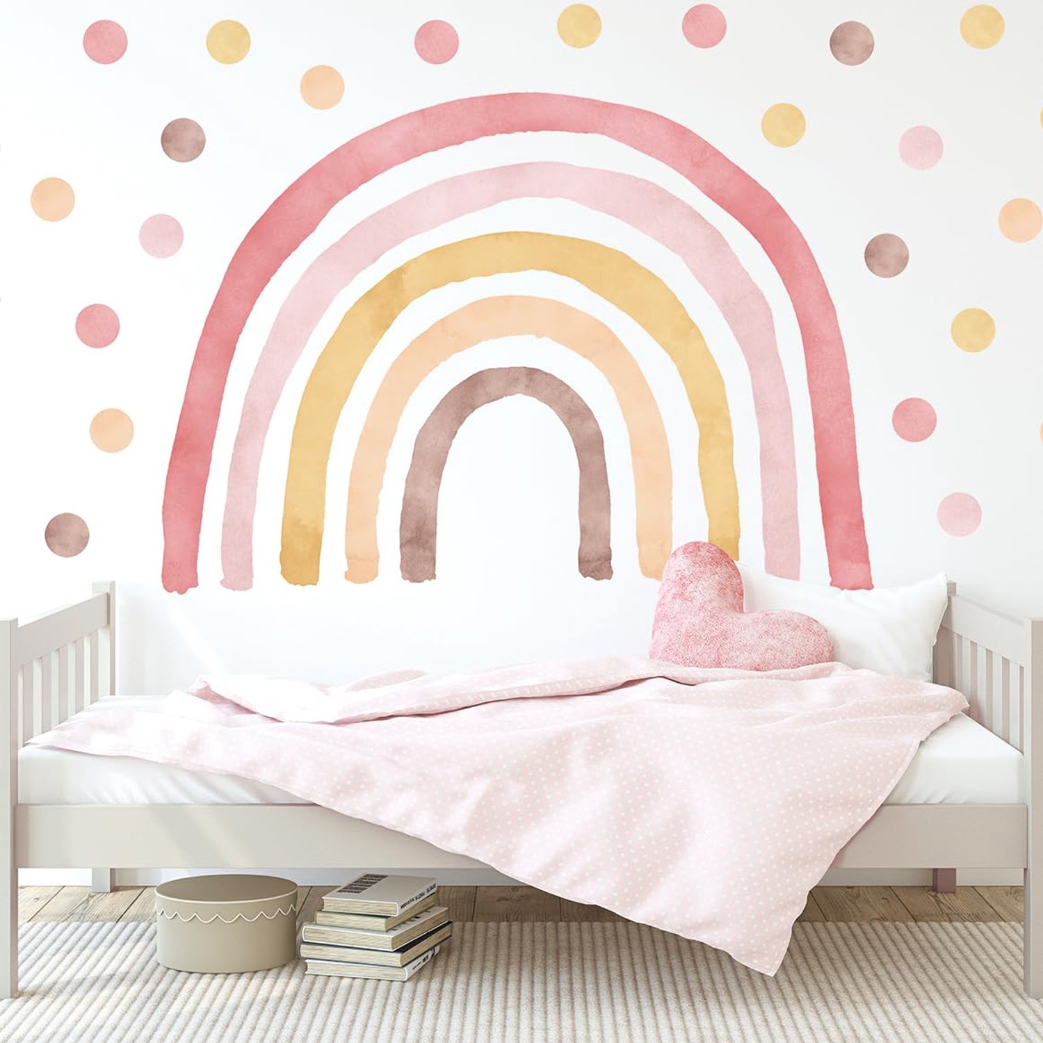 Wandsticker Kinderkamer met Regenboog en 50 Punten