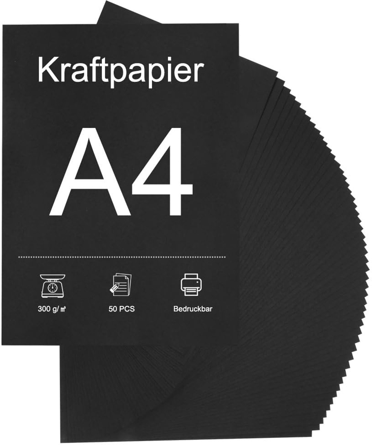 50 Vellen Zwart A4 Papier 200 g/m²