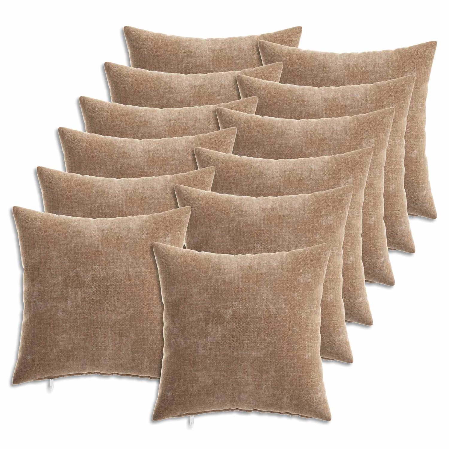 vidaXL Dekenkussen - 12 - st - HEERLEN - Bruin - 40 - x - 40 - cm - Chenille - Stof