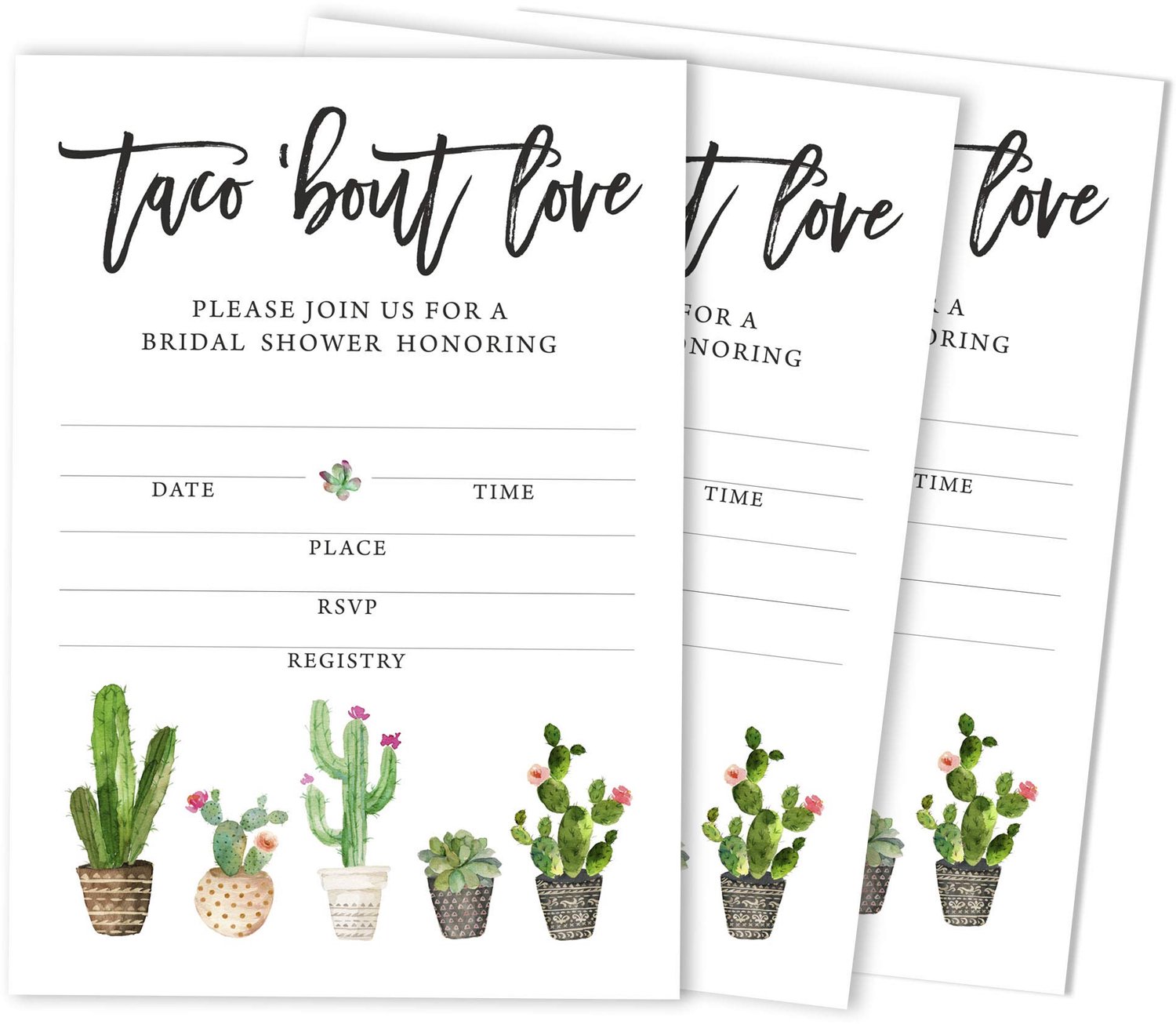 30 Witte Bridal Shower Uitnodigingen met Bloemen