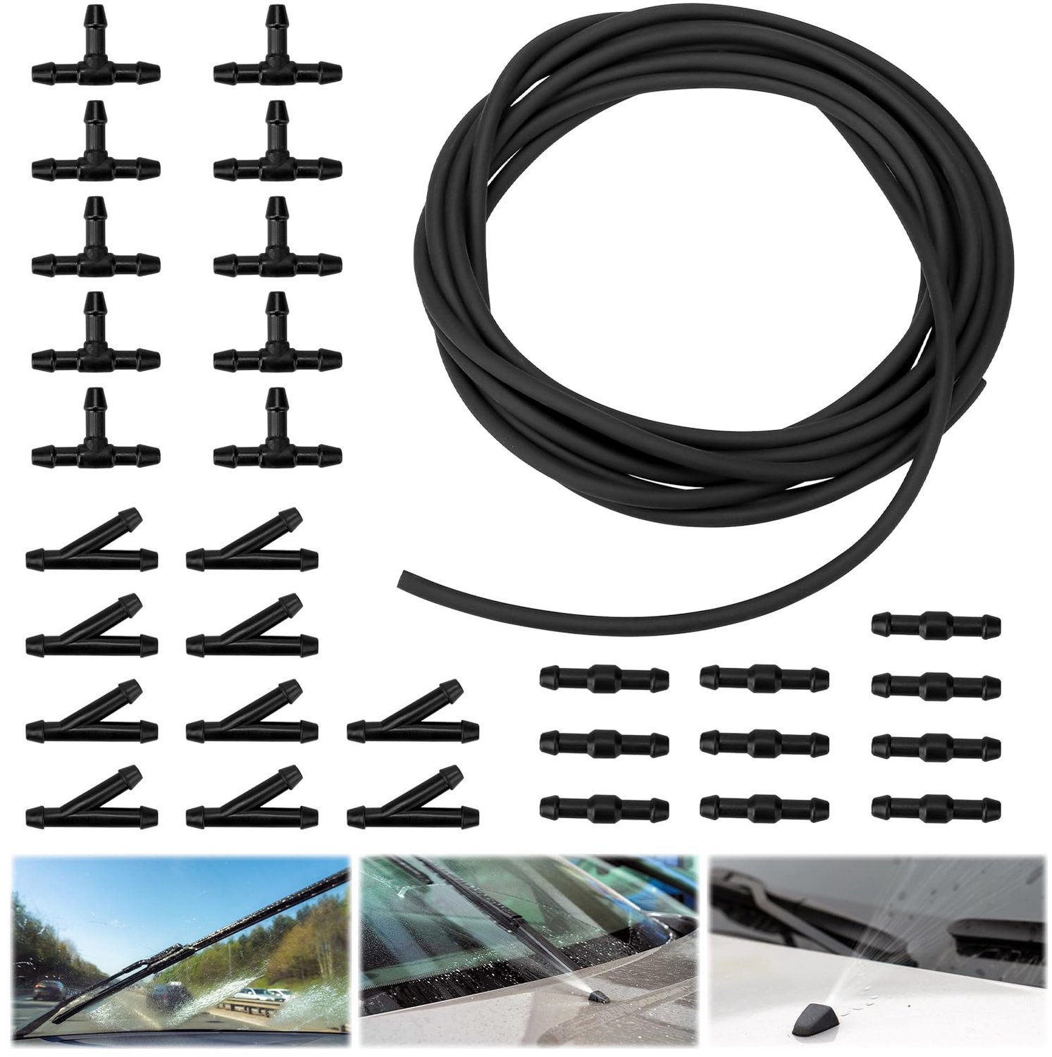 Ruiten Sproeier Slang 5m - Universel Reparatieset - Rubber/Slangverbinder - Hoogwaardig Siliconenrubber - Eenvoudig te Installeren - Voorruit Reinigen - Sproeislang