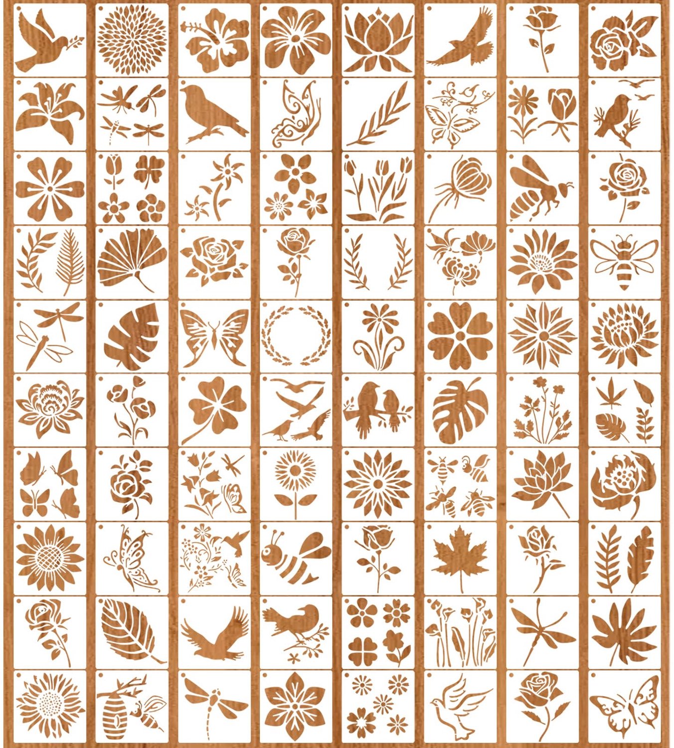 Set van 80 Herbruikbare Bloemensjablonen voor Schilderen