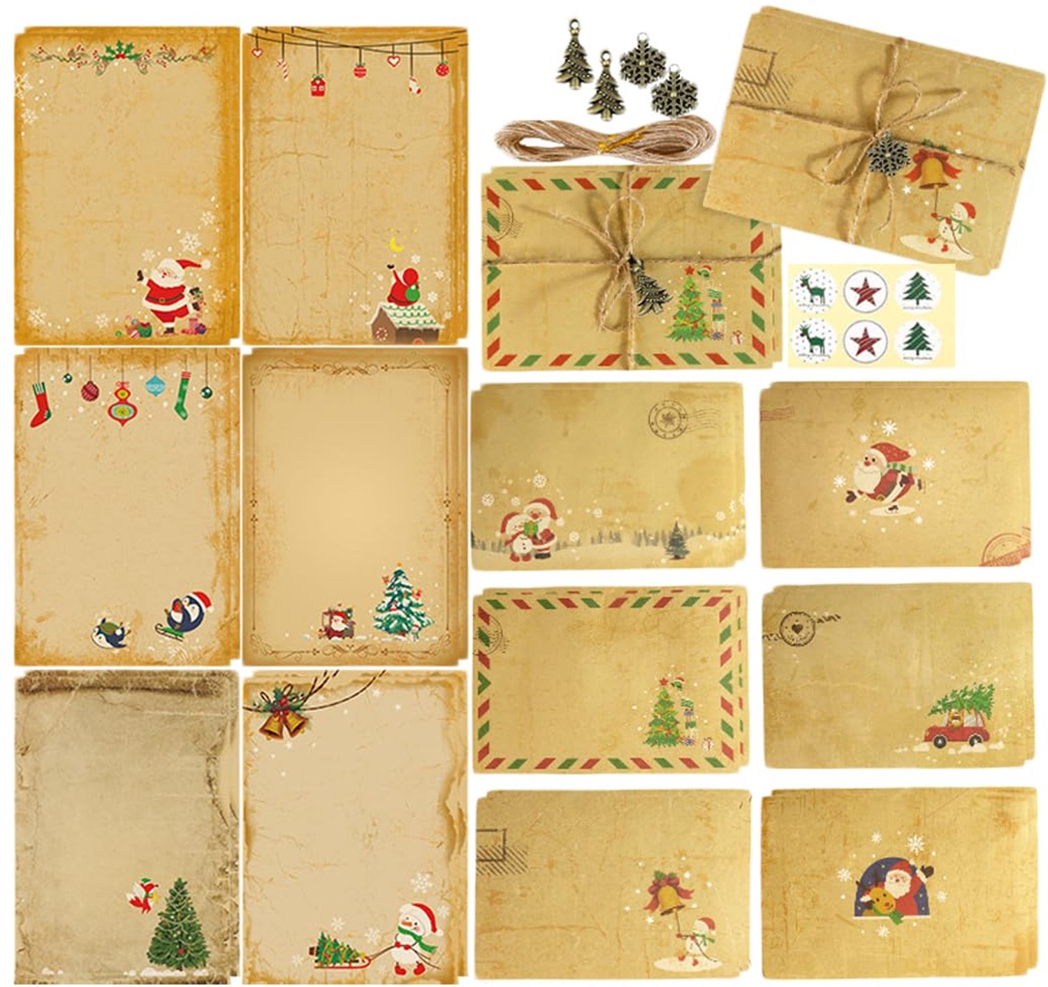 Kerst Schrijfpapier en Enveloppen Set - 72 Stuks