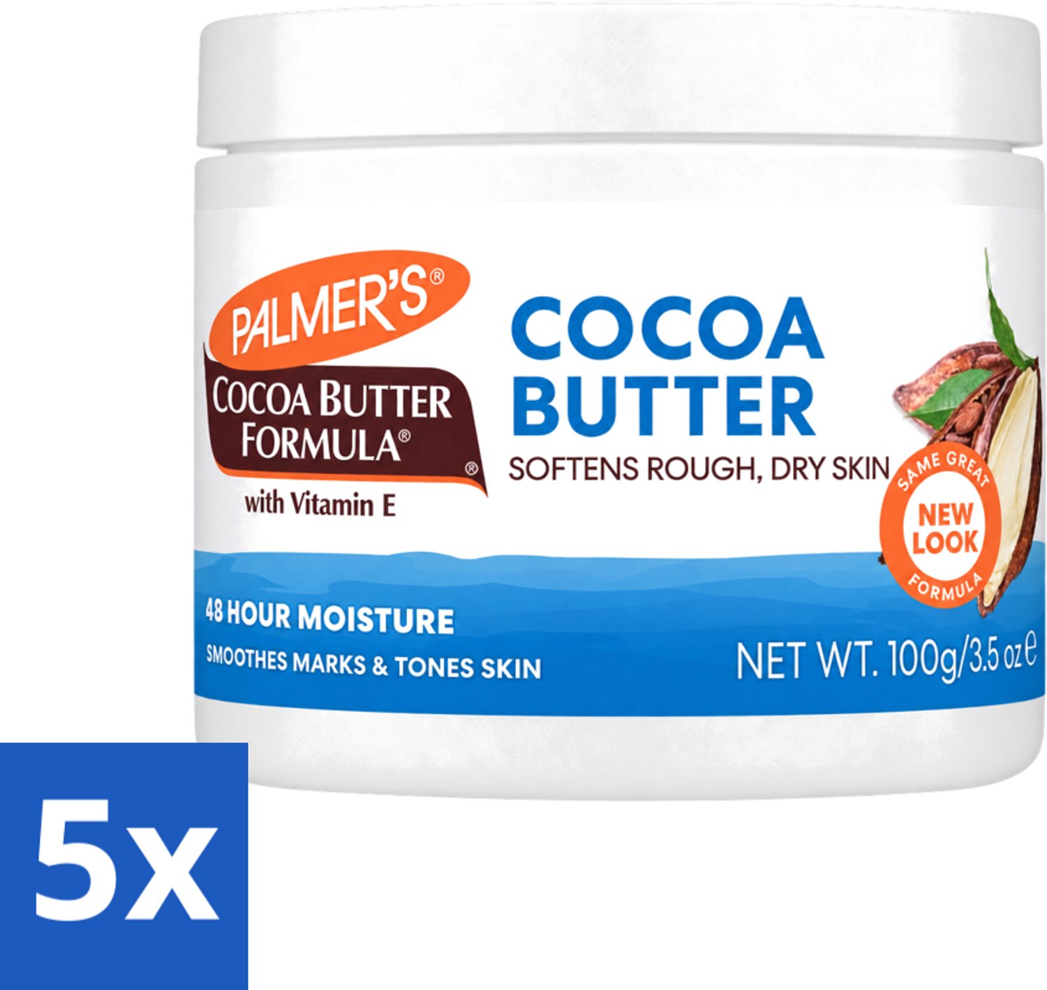 5 x Palmers - Huidverzorging - Cocoa Butter Formula Cream Jar - Intensieve Hydratatie - 100 g - Voordeelverpakking - 5 stuks