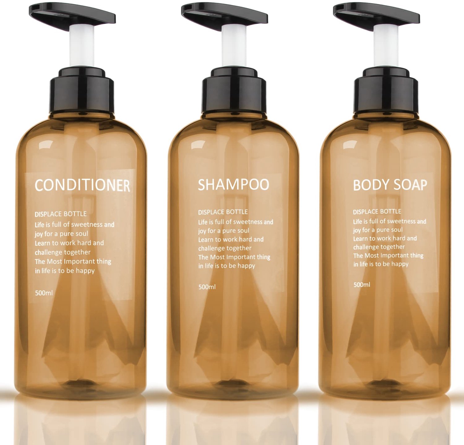 Set van 3 Gele Shampoo Dispenser Flessen 500 ml