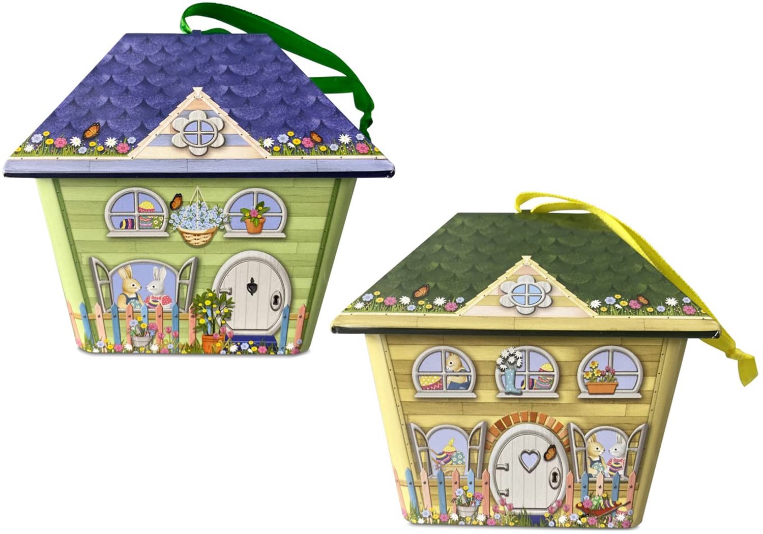 Set van 2 Paashuis Chocolade Dozen in Geel en Groen
