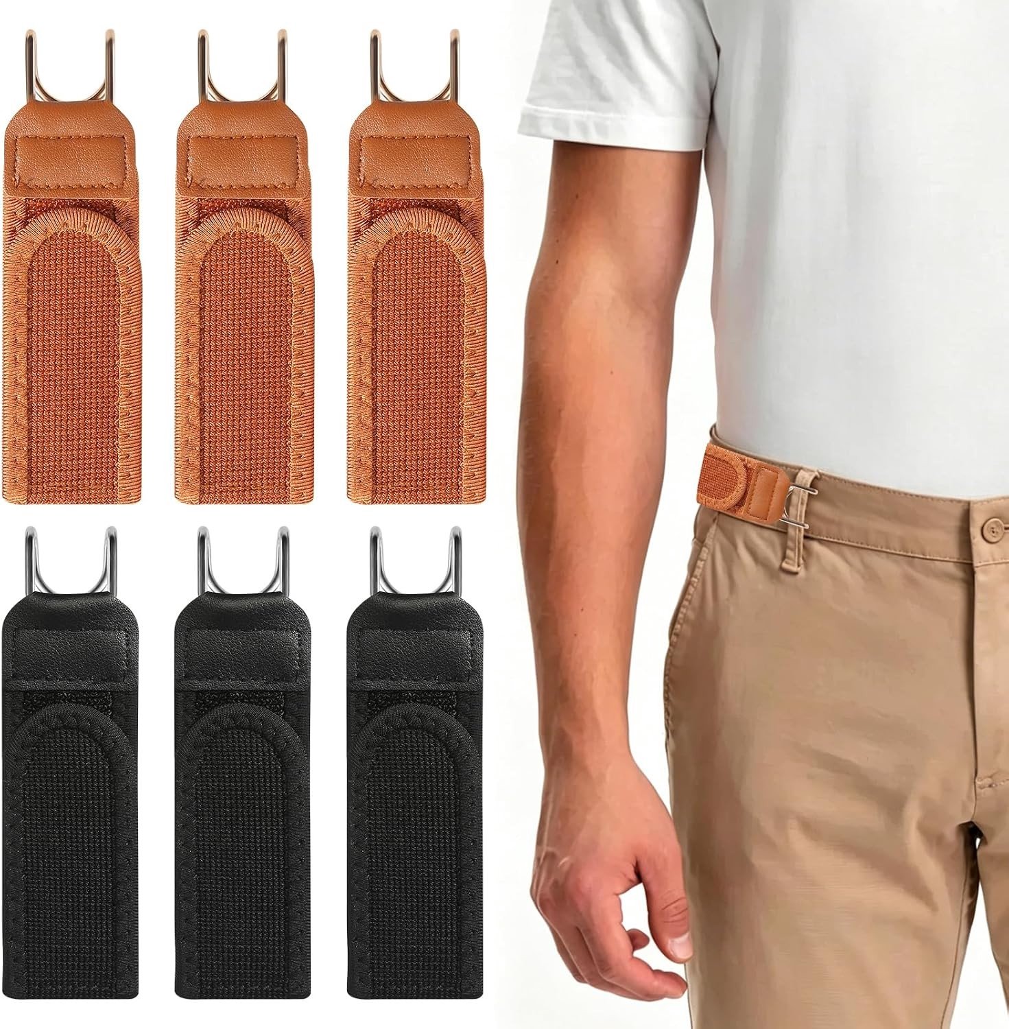Verstelbare elastische riemen voor mannen en vrouwen, ideaal voor jeans en dagelijks gebruik, zonder gesp en met haak voor extra comfort