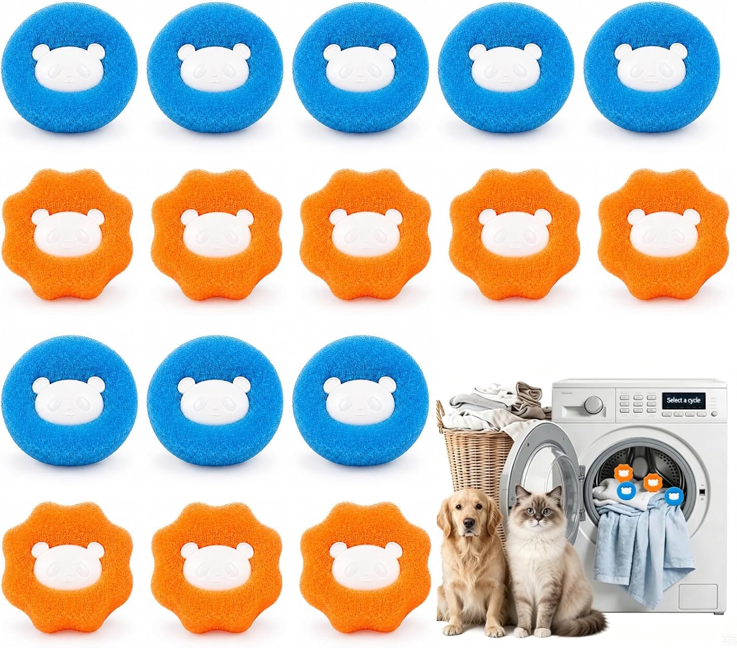 Dierenhaarverwijderaar wasmachine, 8 stuks herbruikbare pluisverwijderaar, haarvanger wasmachine, wasballen tegen - ShopVlot