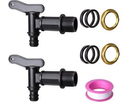 IGarden Drain Tap for Rain Barrel, 3/4 Inch Water Tap for Rain Barrel, Plastic Spare Tap with Copper Seal, Retaining - ShopVlot