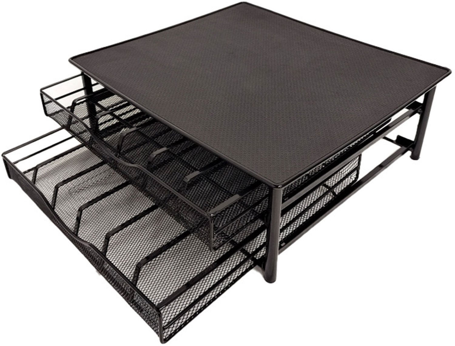 Koffiecapsulehouder Zwart - Metalen Opbergorganizer - Dubbele Lade - Uittrekbaar Ontwerp - 72 Pods - Koffieorganizer