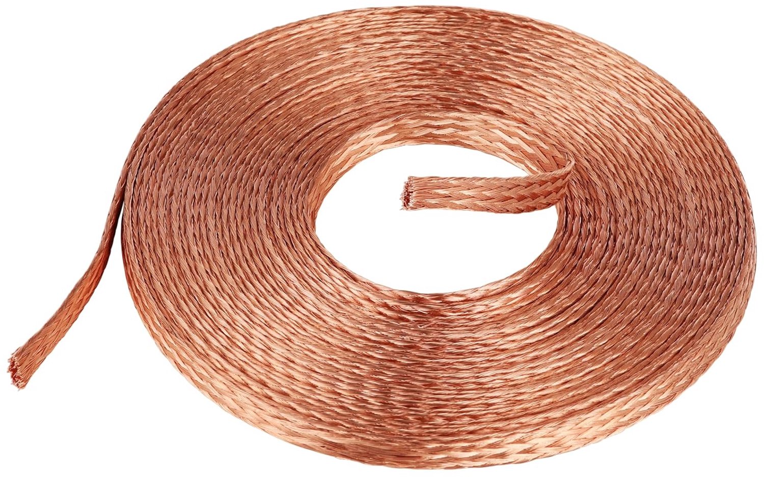 Flat koperen gevlochten kabel 6 m - 8 mm - gevlochten koper - voor aarding elektrische verbindingen - Vemera