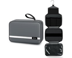 SnelShoppen - Maliton Toilettas voor Heren en Dames, Opvouwbare Hangende Toilettas, Waterdichte Toilettas met 4 Compartimenten en 360° Draaibare Haak,