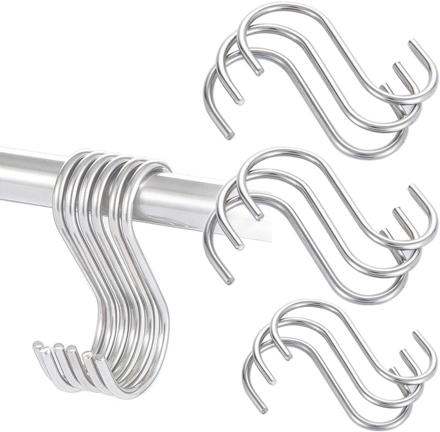 S Haak 20 Stuks - Heavy Duty Metalen Haak - Voor Organisatie - Ideaal voor Badkamer en Keuken - Vemera