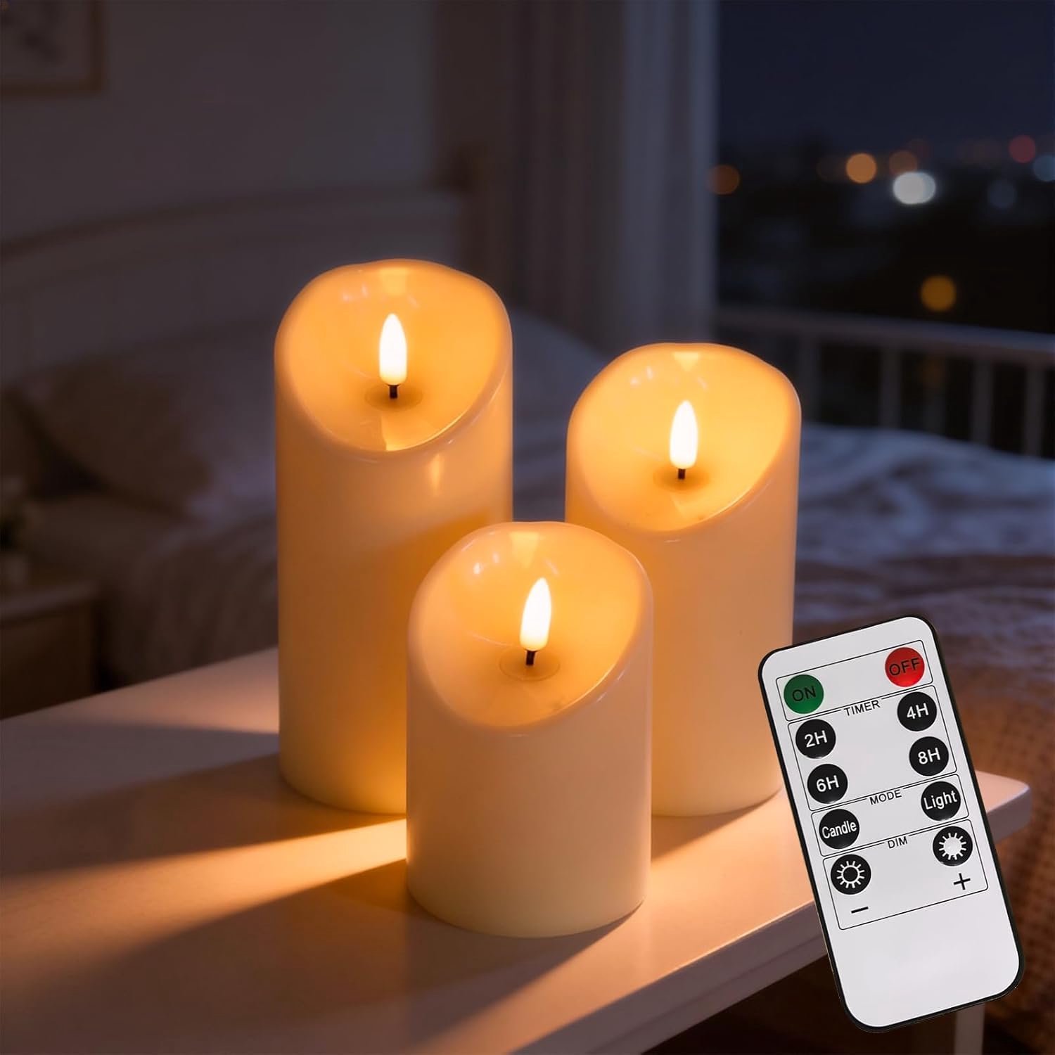 SnelShoppen - 3 LED-kaarsen met Afstandsbediening en Timer, Vlamloze Waterdichte Buitenkaarsen op Batterijen, Realistische Flakkerende Vlam voor Tuin,