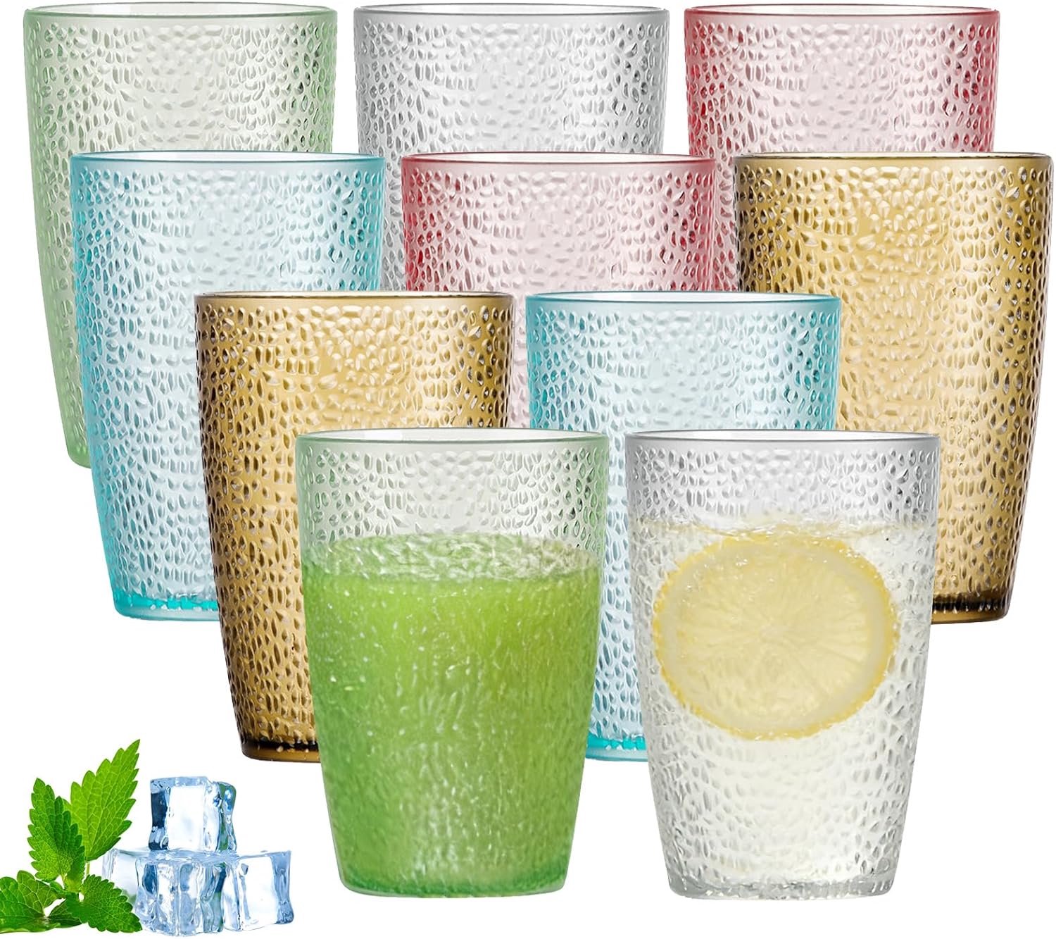 SnelShoppen - Set van 10 Kleurrijke Plastic Glazen 380 ml - Schokbestendige Drinkbekers voor Feest, Camping, Tuin en Dagelijks Gebruik