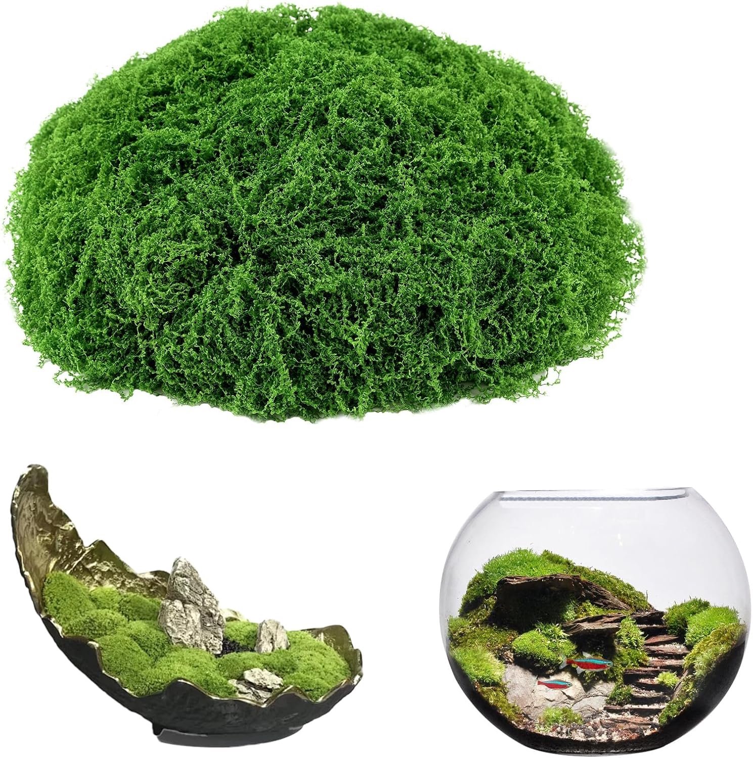 SnelShoppen - Kunstmos 200g Donkergroen - Kunstmatige Mos voor Binnenplanten, Tuin, Balkon, Decoratie, Modelbouw en Creatieve Projecten