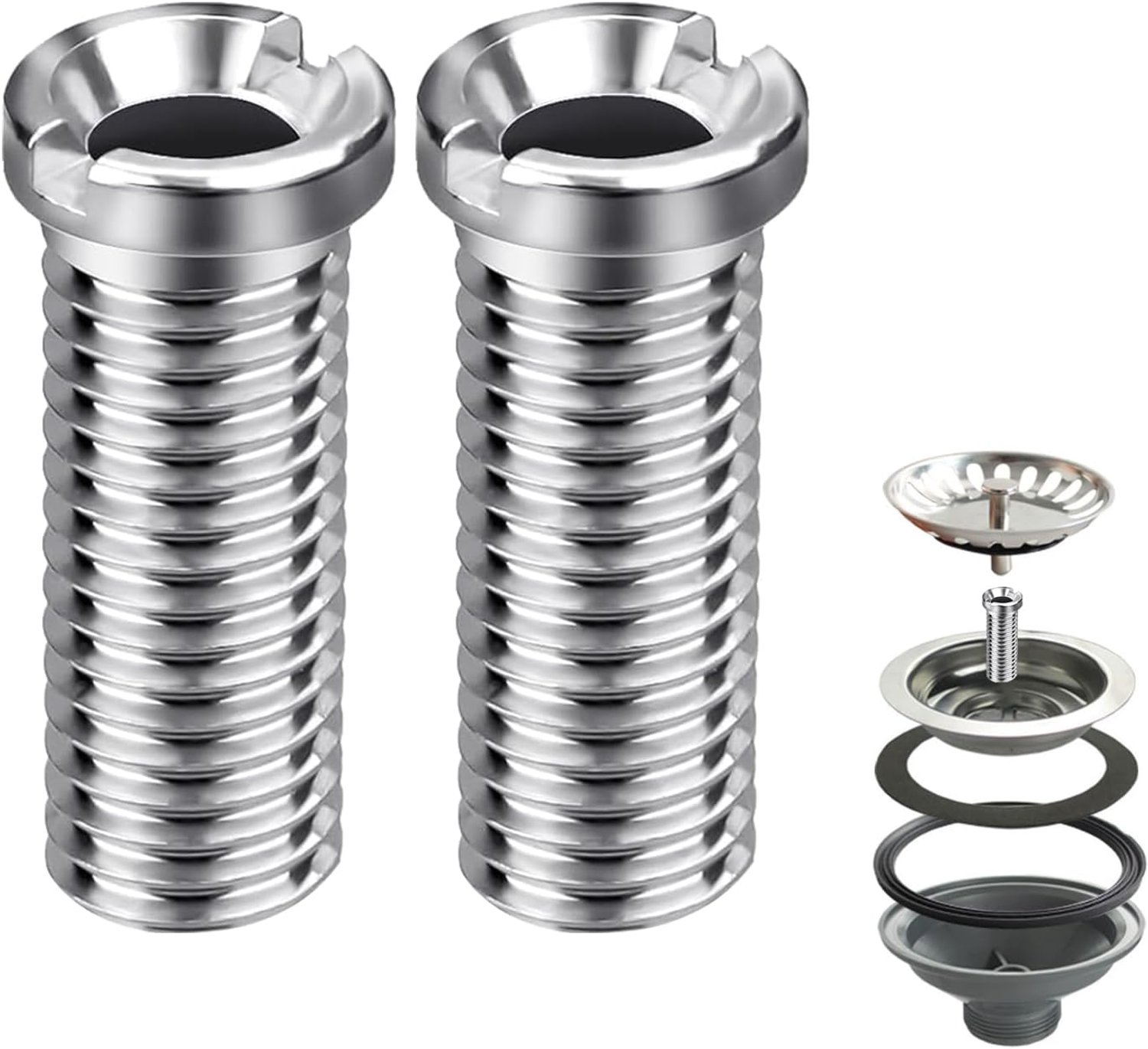 Holle Schroef - Wastafel Schroeven - Gootsteen Reparatie - Geluidsdempend - M12 x 45 mm - Zilver