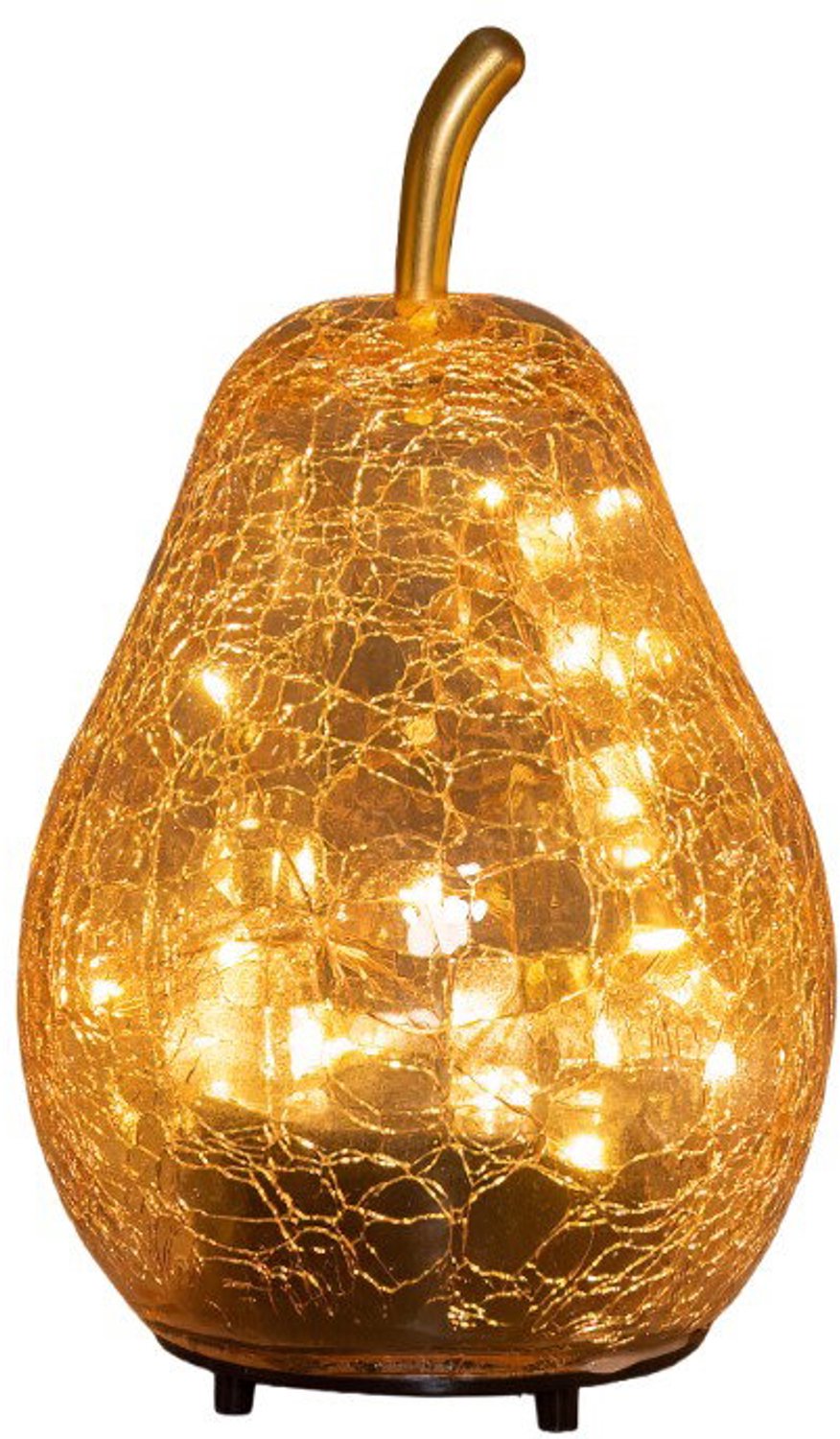 Peer crackle glas amber oplaadbaar 20 LED 11x18 cm Anna's Collection