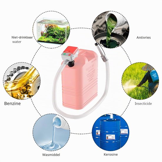 Elektrische brandstofpomp met automatische stop: elektrische brandstofpomp met adapter in 4 maten, elektrische benzinepomp voor diesel, lichte oliën, kerosine, water — afbeelding 5