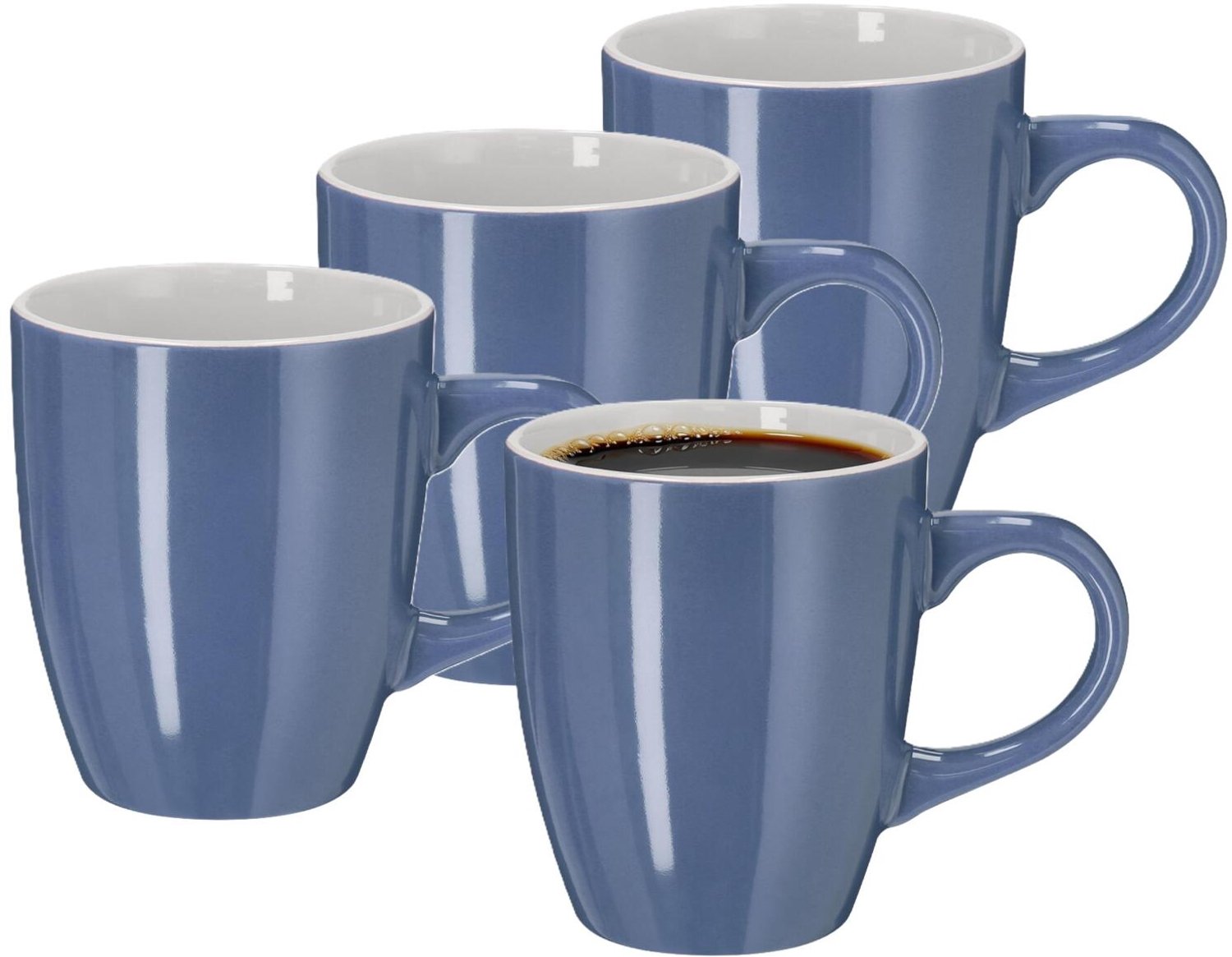Bellatio Design Koffiekopjes Magic Glaze - 4x stuks - Keramiek - blauw - 350 ml - 8 x 10 cm - mokken - bekers