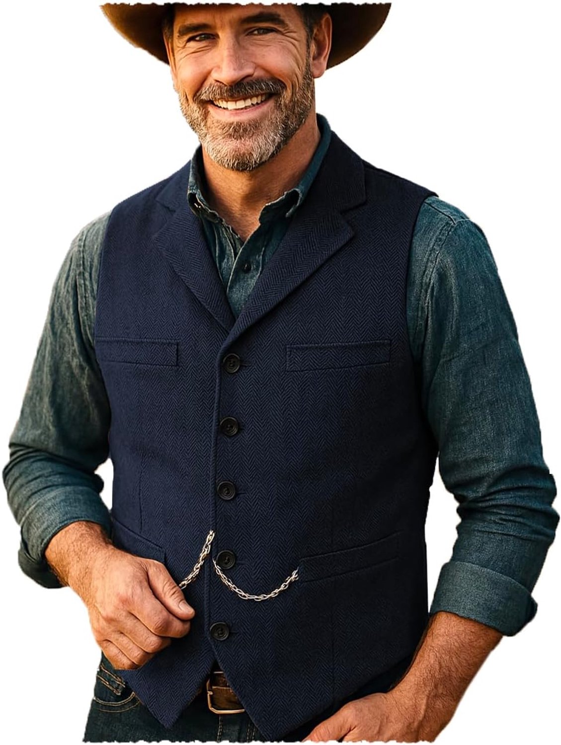 Vest, herringbone patroon, wol