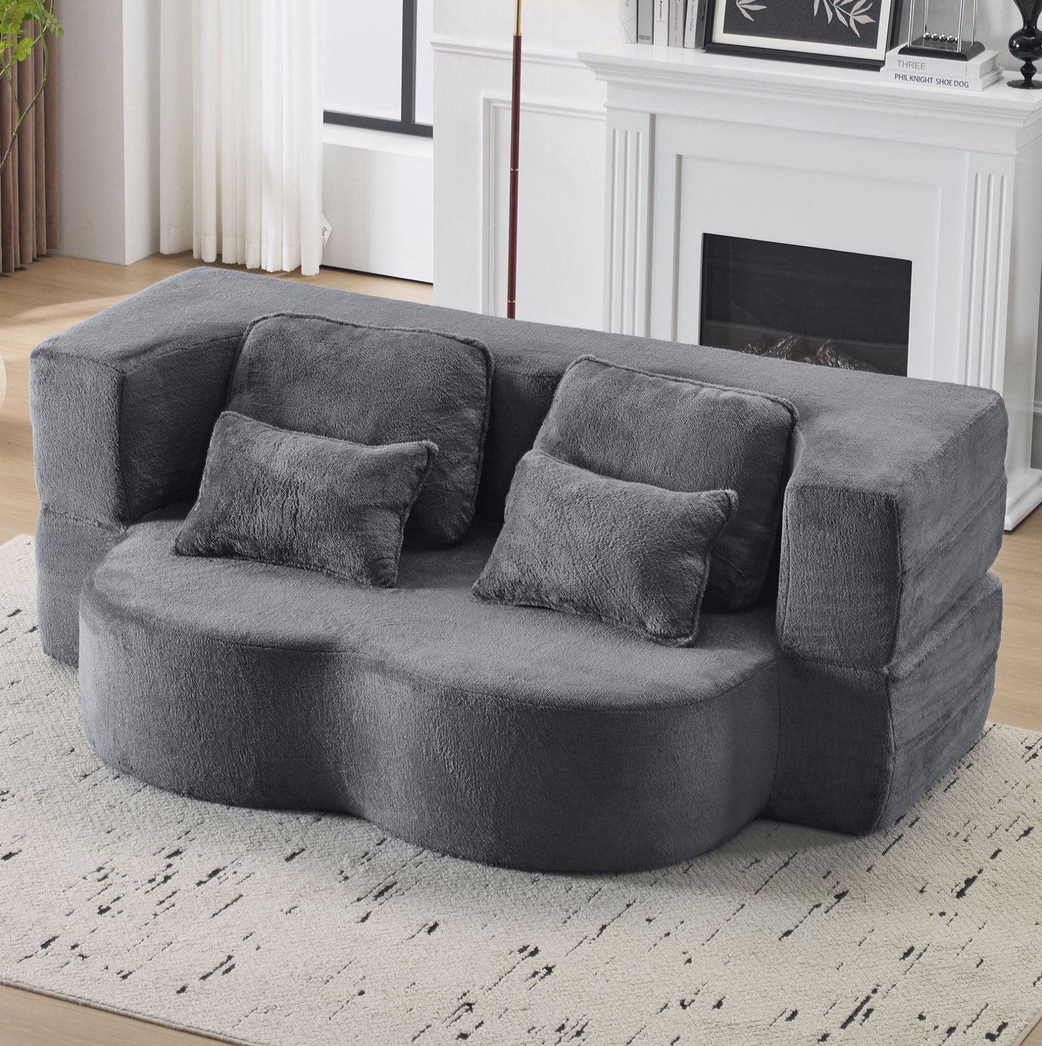 CHICFURN Slaapbank - Opvouwbaar - Vloermodel - Blauwgrijs