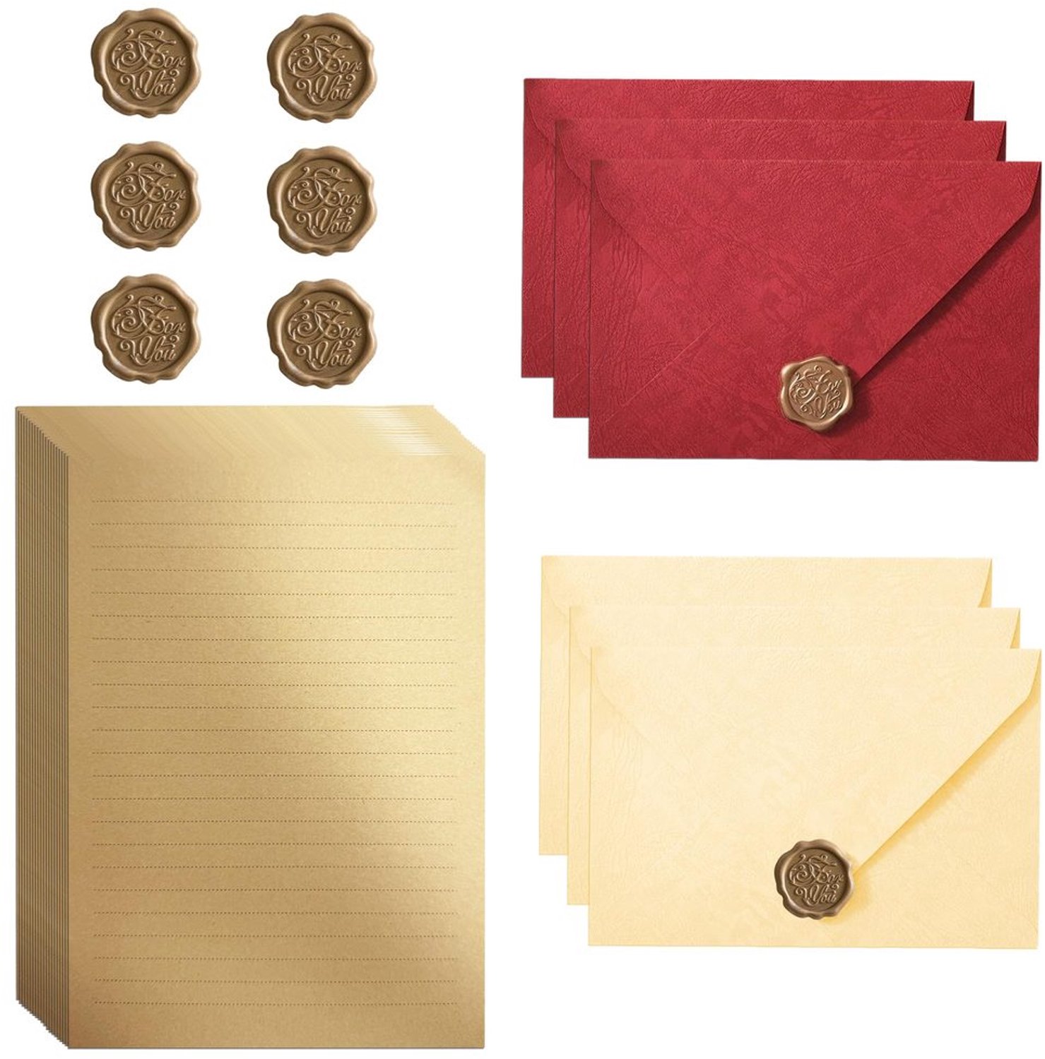 Vintage Briefpapier en Envelopset van 26 Stuks