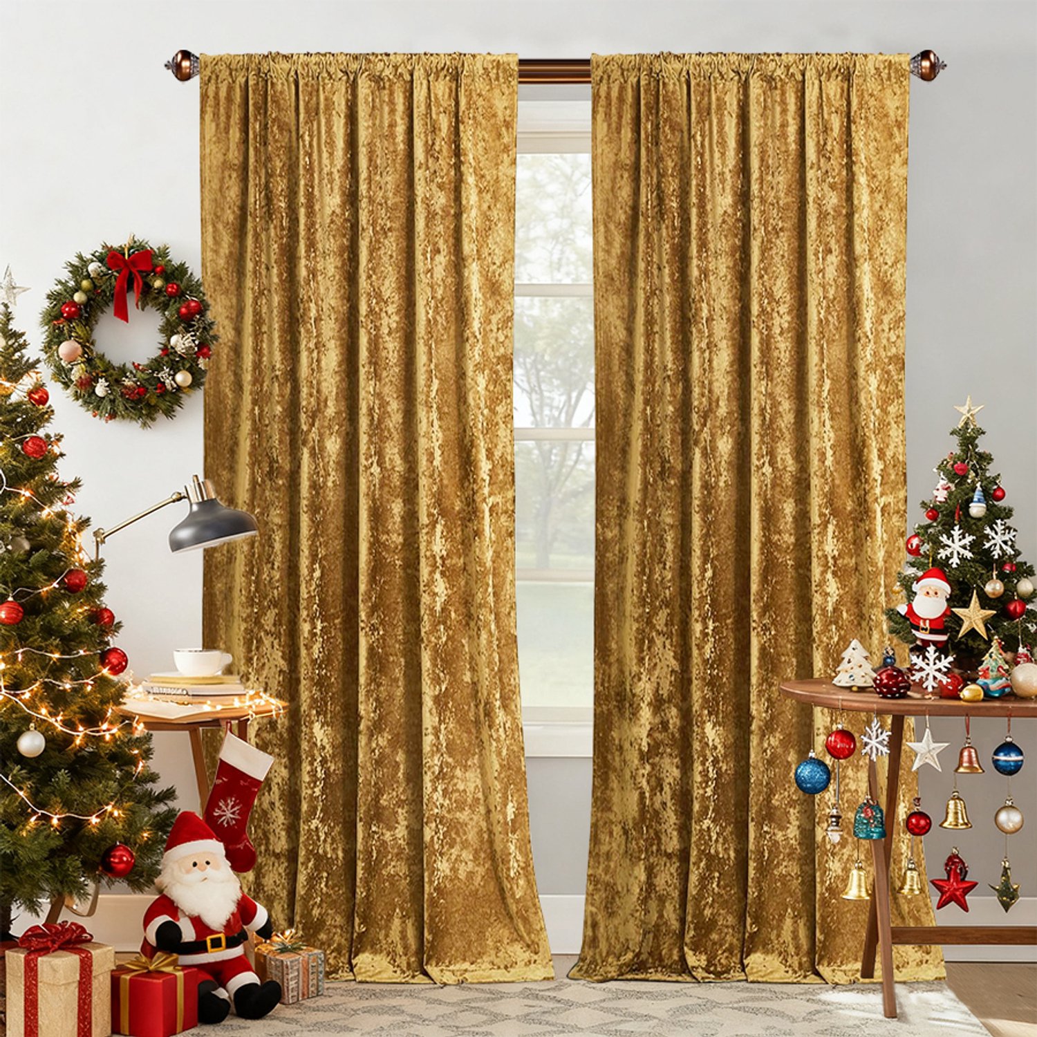 Lapamax Gordijn van 100% Polyester Velours met Roedtunnel van 7 cm - Deels Verduisterend Overgordijn met 50–70% Lichtblokkering - Raamdecoratie voor Woonkamer, Slaapkamer en Feestdecoratie - Goud - 140 x 260 cm - 1 Stuk