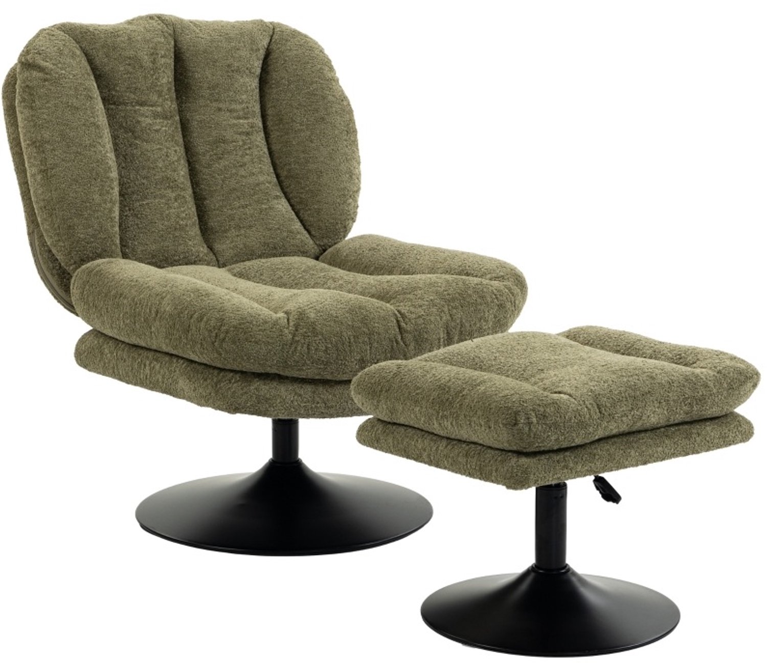 REDOM Draaibare fauteuil met hocker 92x72x90 cm - 360° draaibaar - Groen